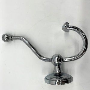 Vintage 7" Wall Mounted Metal Chrome Finish Double Branch Coat Hat Apparel Hook